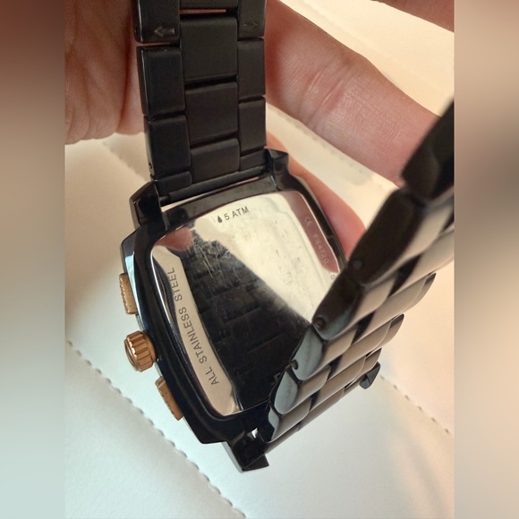 Fossil Watch Chronograph Stainless Steel Rose Gold Tone Black - Picture 8 of 15